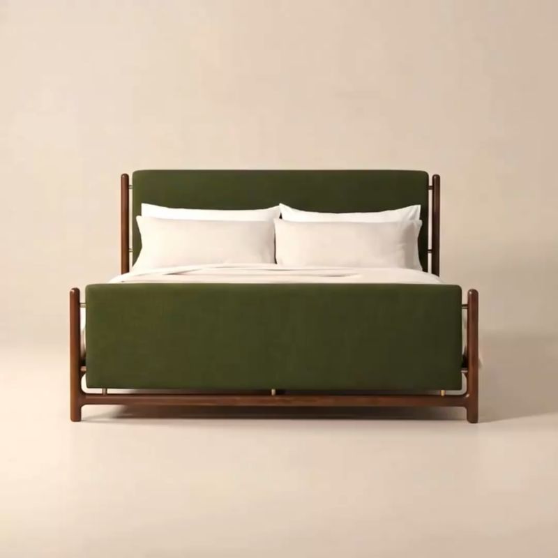 Play Tavola Walnut and Green Upholstered King Bed - video 1 of 1