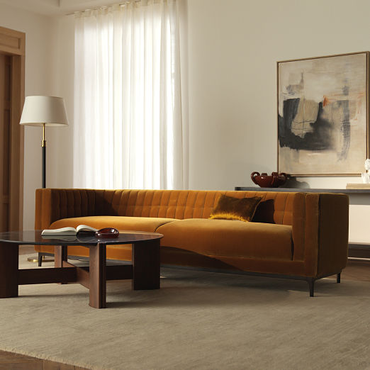 Ambroise Amber Velvet Sofa (80"-104")