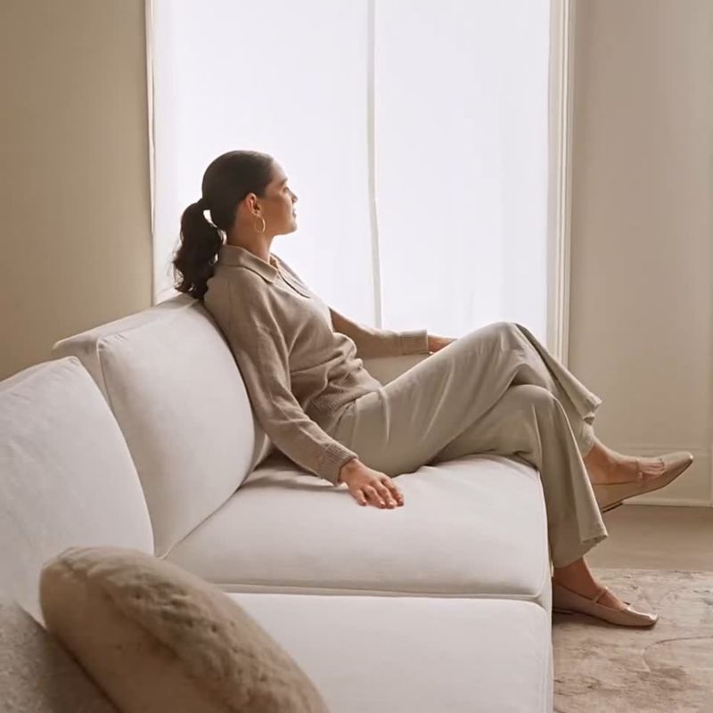 Play Malea 100" Cognac Brown Velvet Sofa - video 1 of 1