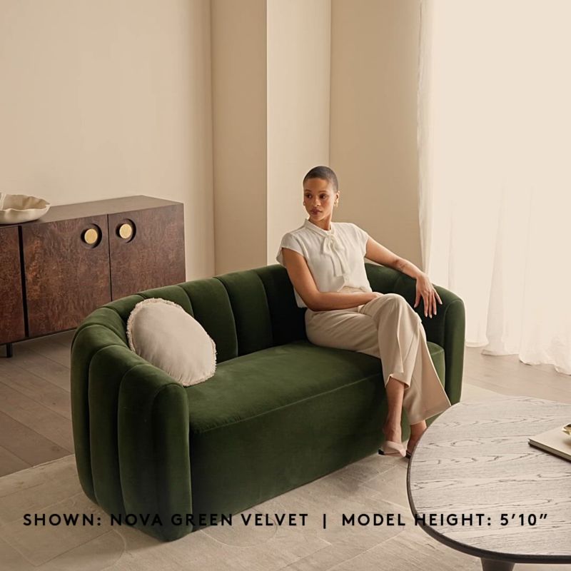 Play Fitz 72.5" Channeled White Boucle Loveseat - video 1 of 1