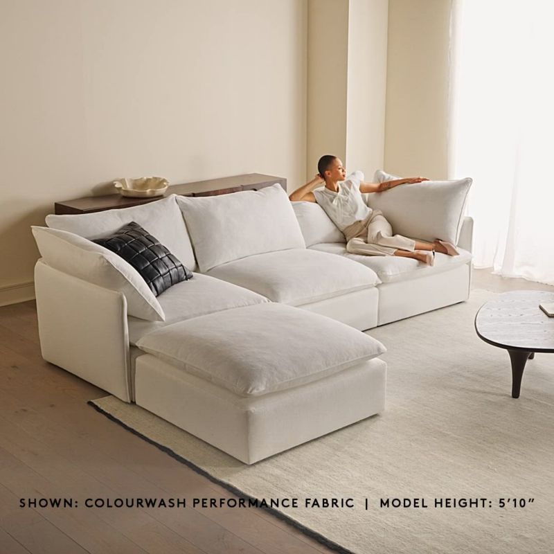 Play Lumis 5-Piece Modular L-Shaped White Performance Fabric Deep Depth Sectional Sofa - video 1 of 1