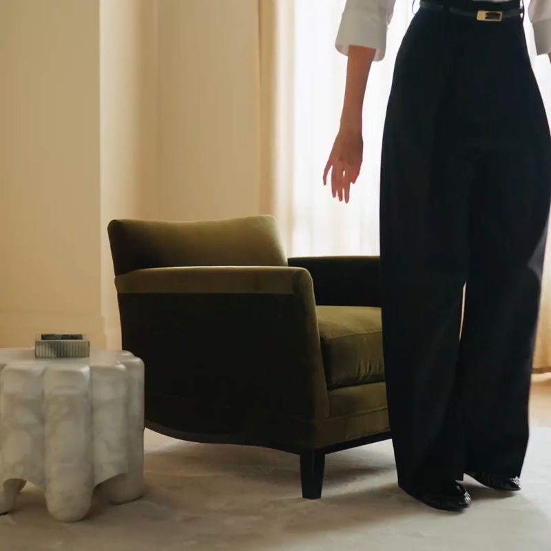 Play Olson Cognac Brown Velvet Accent Chair - video 1 of 1