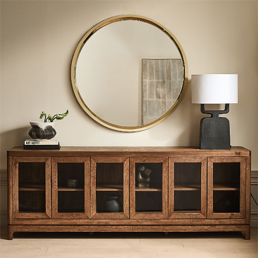 Truman 93" Acacia and Glass Door Credenza