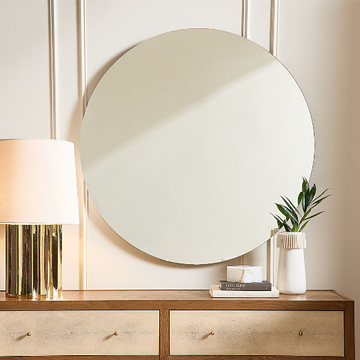 Audre Blackened Brass Round Wall Mirror 48"