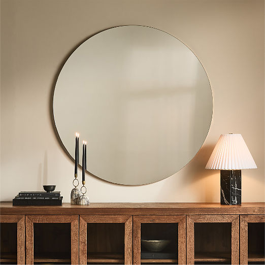 Audre Unlacquered Brass Round Wall Mirror 48"