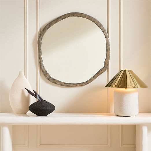 Abel Nickel Round Wall Mirror 34"