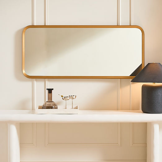 Isari Brass Rough Cast Aluminum Rectangular Wall Mirror 24"x55"