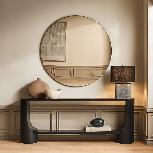 Vidro Convex Smoked Round Wall Mirror 48"