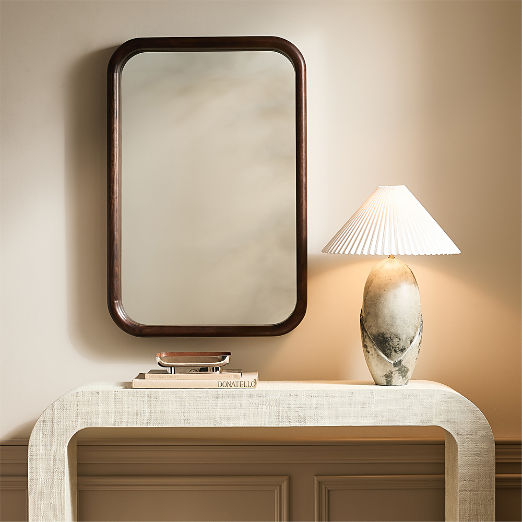 Saone Acacia Wood Rectangular Wall Mirror 24"X36"