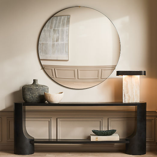 Vidro Convex Brass Round Wall Mirror 48"