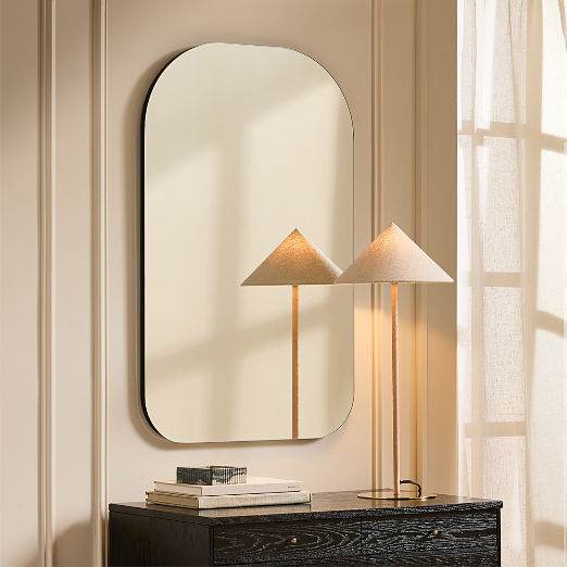 Audre Blackened Brass Arched Wall Mirror 25"x40"