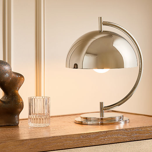 Melani Polished Nickel Dome Table Lamp