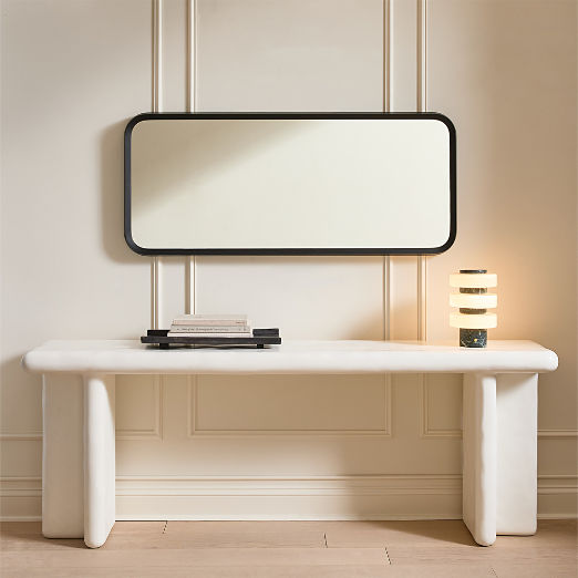 Isari Black Rough Cast Aluminum Rectangular Wall Mirror 24"x55"
