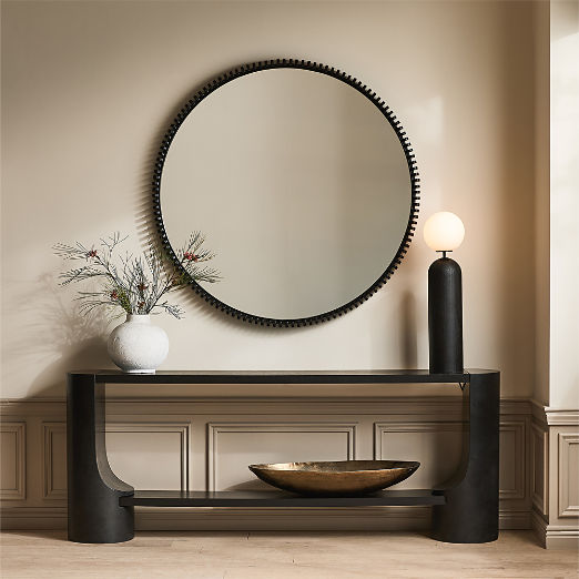 Monaco Black Round Wall Mirror 48"