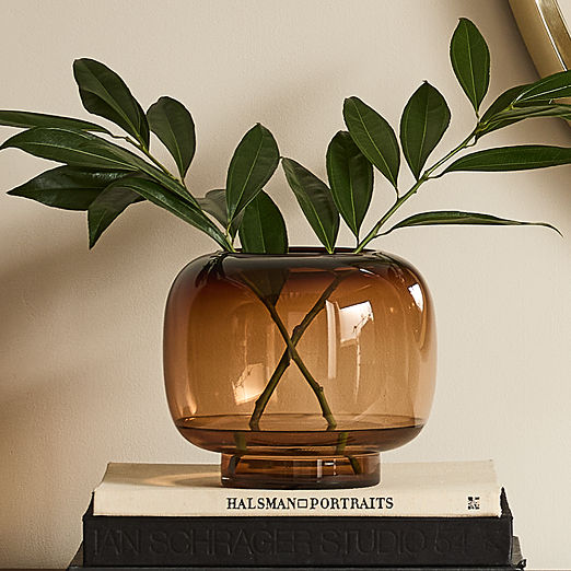 Coco Round Smoked Amber Glass Hurricane Candle Holders