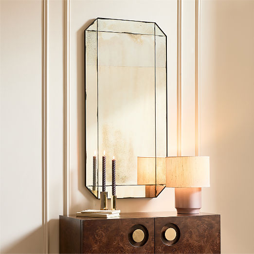 Sureau Antiqued Black Rectangular Wall Mirror 24x48