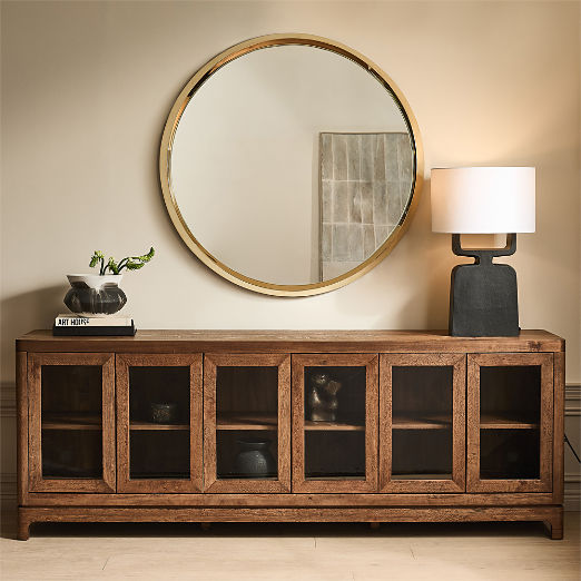 Tenro Unlacquered Brass Round Wall Mirror 48"