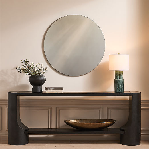 Audre Blackened Brass Round Wall Mirror 36"