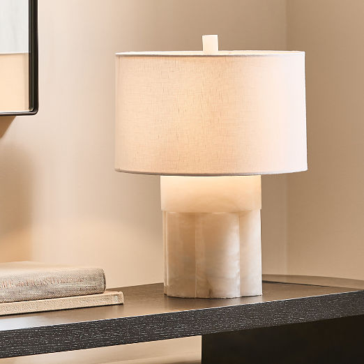 Walden White Alabaster Table Lamp Short