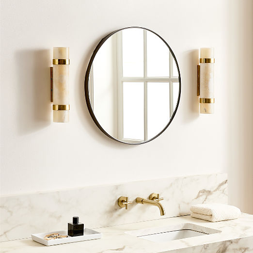 Espressione Blackened Brass Round Wall Mirror 24"
