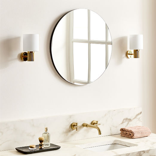 Audre Blackened Brass Round Wall Mirror 24"