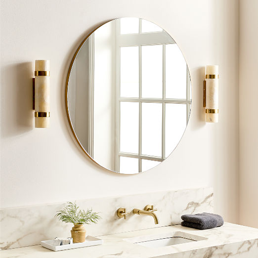 Audre Unlacquered Brass Round Wall Mirror 36"