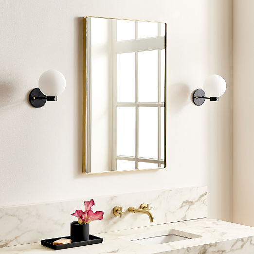 Espressione Unlacquered Brass Rectangular Wall Mirror 24"X36"