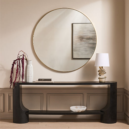 Espressione Unlacquered Brass Round Wall Mirror 48"
