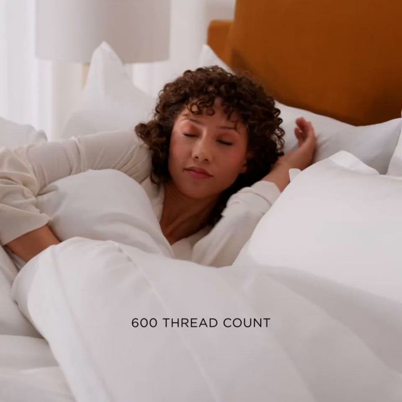 Play Premier Warm White Organic Cotton Sateen 600 Thread Count King Pillow Shams Set of 2 - video 1 of 1