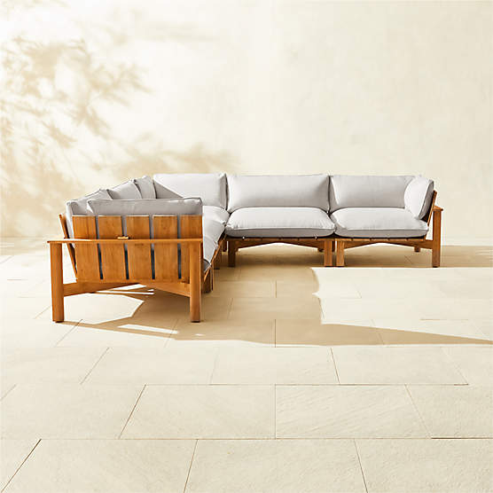 Teak outdoor furniture on sale with sunbrella cushions