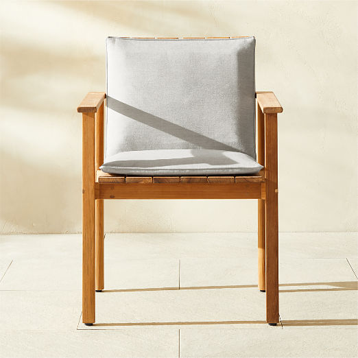 Cabra Teak Outdoor Dining Armchair with Grey Sunbrella® Cushion