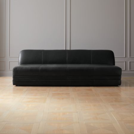 Cadet Black Leather Sofa Cb2