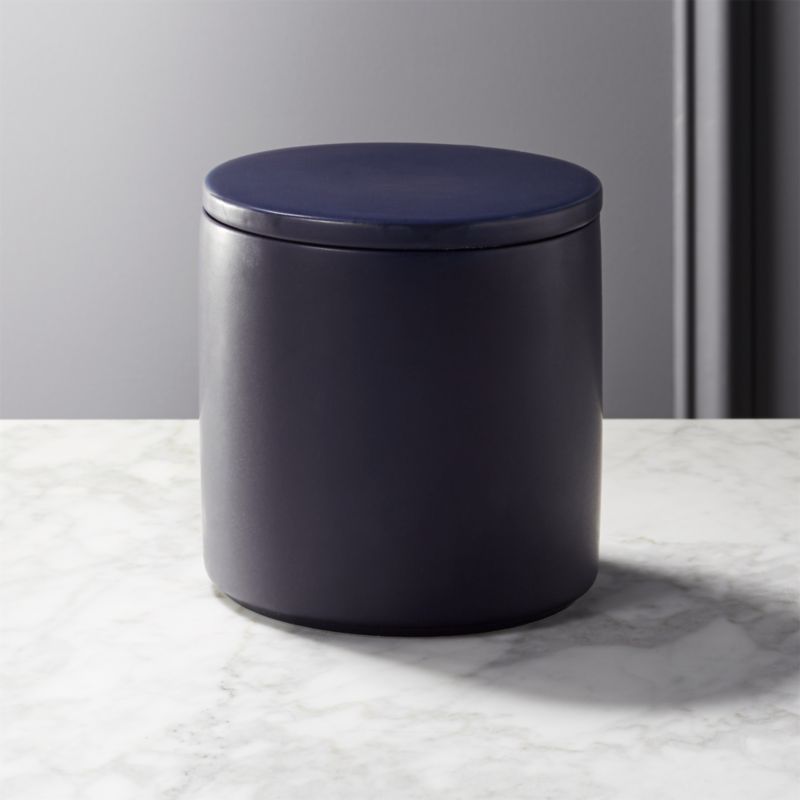 Modern Kitchen Canisters CB2   Cadet Medium Matte Navy Blue Canister 