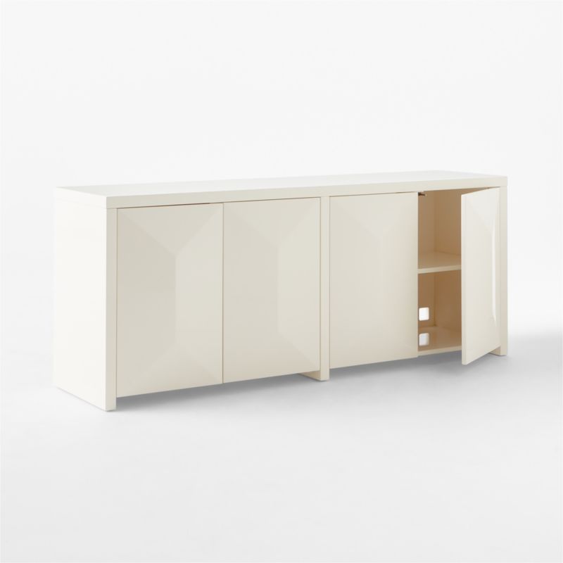 Cairo 72" Warm White High-Gloss Lacquered Credenza - image 6 of 10