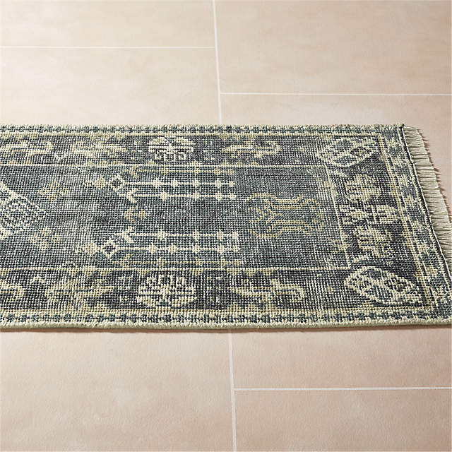 St catherine hand knotted 2025 wool cotton green rug