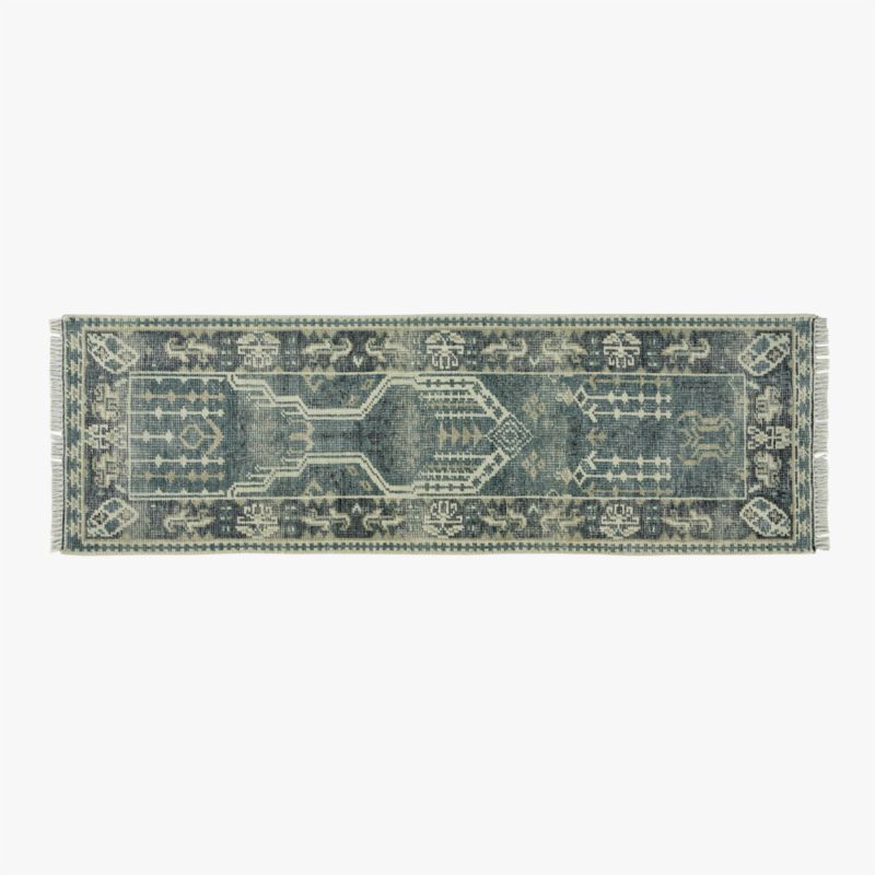 Cala Hand-Knotted Smoked Green New Zealand Wool Runner Rug 2.5'x8' - image 0 of 4