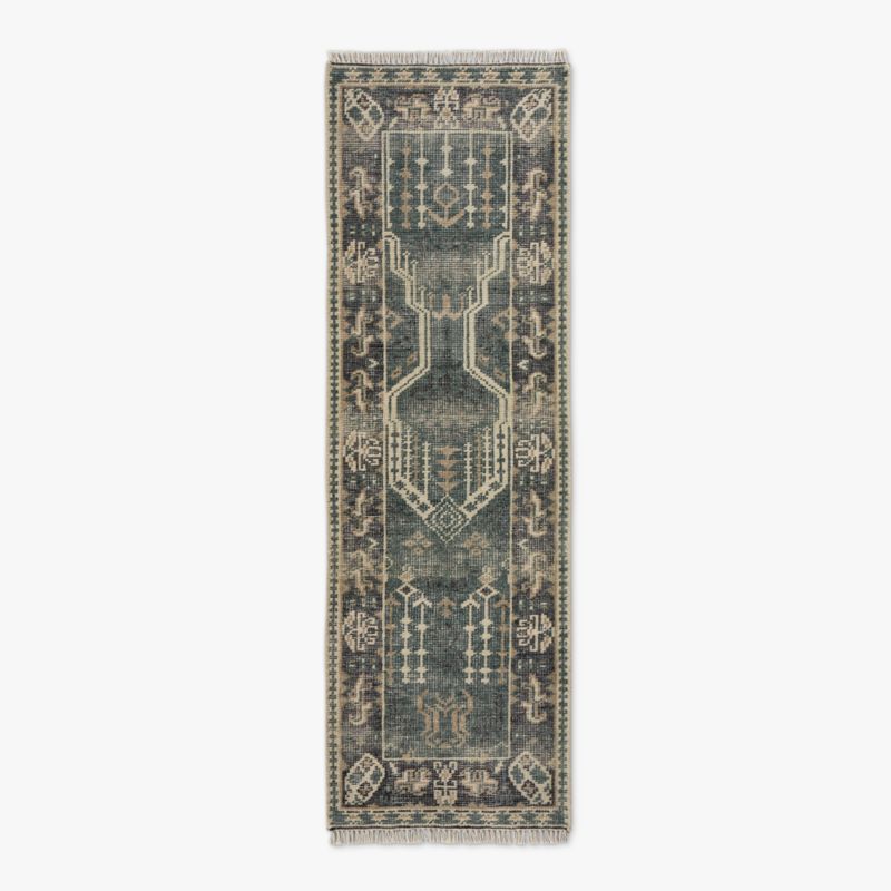 Cala Hand-Knotted Faded Teal New Zealand Wool Runner Rug 2.5'x8' - image 0 of 5