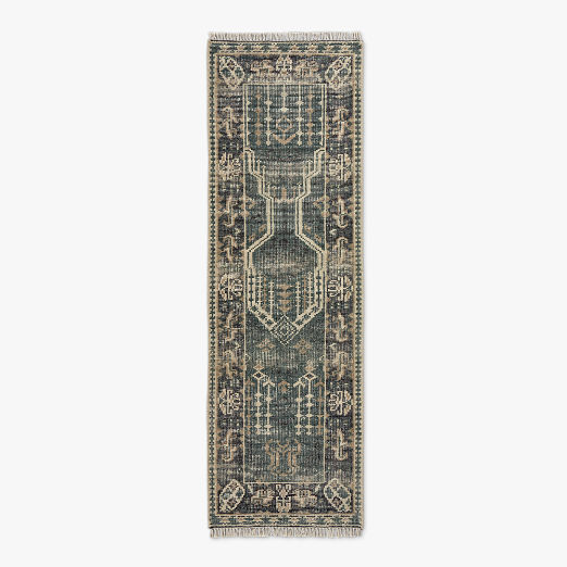 Cala Hand-Knotted Faded Teal New Zealand Wool Runner Rug 2.5'x8'