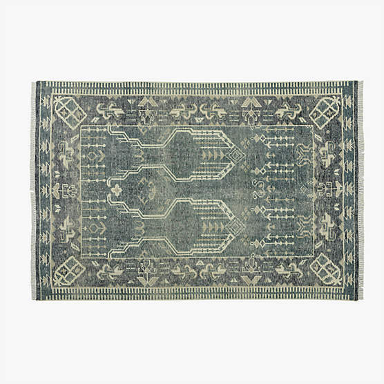 Cala Hand-Knotted Smoked Green New Zealand Wool Area Rug 6'x9'