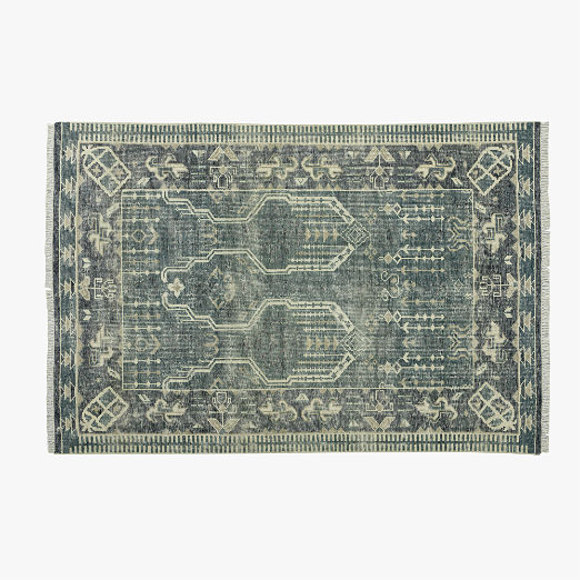 Cala Hand-Knotted Smoked Green New Zealand Wool Area Rug 6'x9'