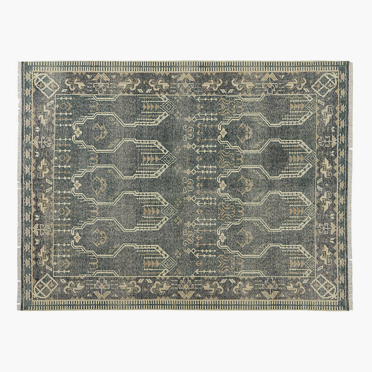 Cala Smoked Green HandKnotted New Zealand Wool Area Rug 9'x12