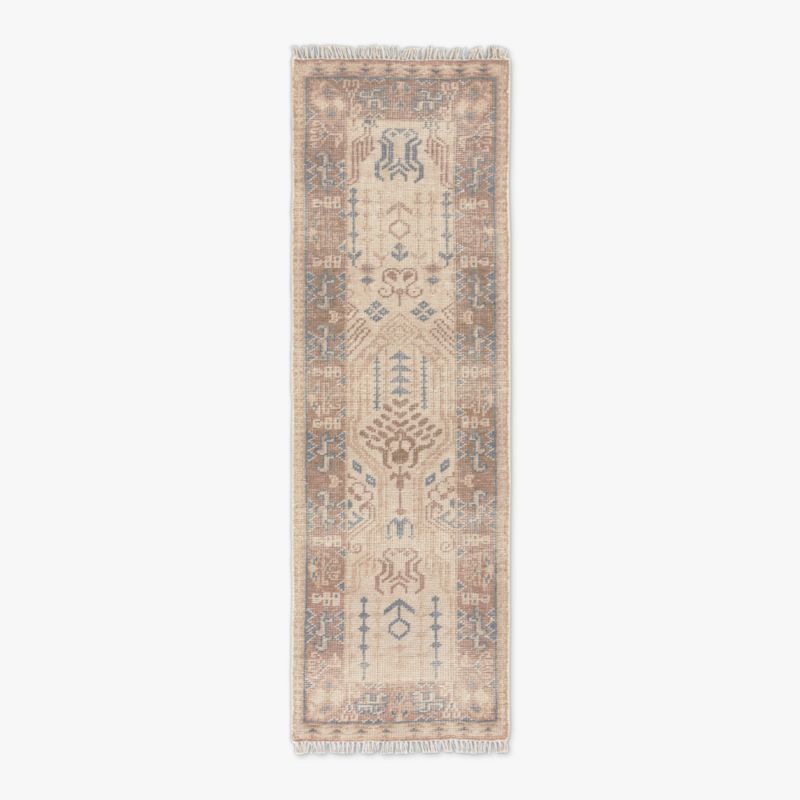 View Cala Hand-Knotted Warm White New Zealand Wool Runner Rug 2.5'x8' details