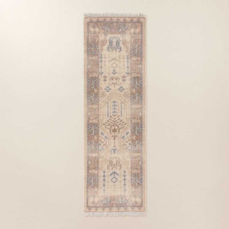 View Cala Hand-Knotted Warm White New Zealand Wool Runner Rug 2.5'x8' details