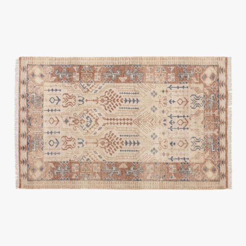 Cala Warm White Hand-Knotted New Zealand Wool Area Rug 5'x8' | CB2