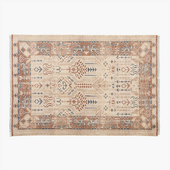 Cala Hand-Knotted Warm White New Zealand Wool Area Rug 6'x9'