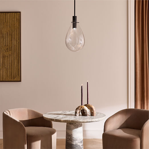 Calandra Glass And Black Marble Pendant Light Small