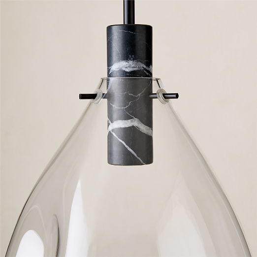 Calandra Glass And Black Marble Pendant Light Large