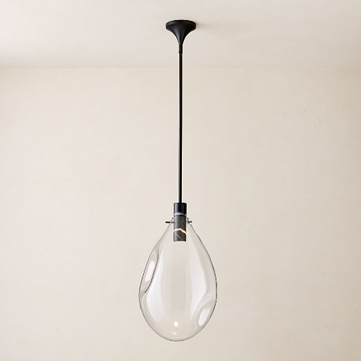 Calandra Glass And Black Marble Pendant Light Large