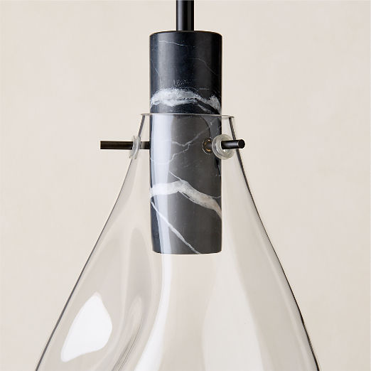 Calandra Glass And Black Marble Pendant Light Small