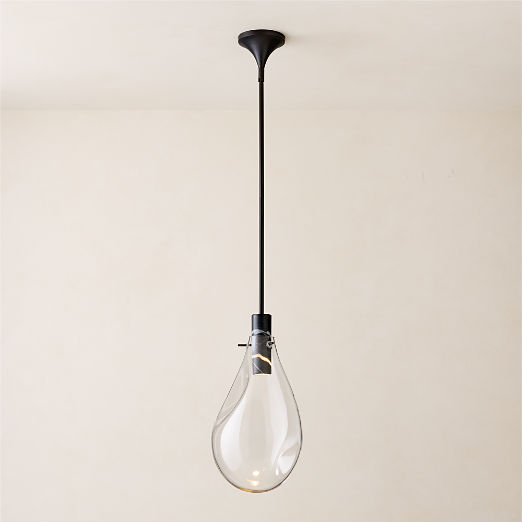 Calandra Glass And Black Marble Pendant Light Small